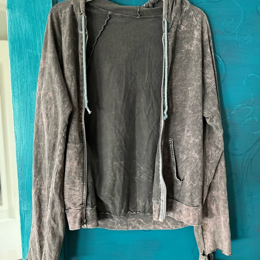 American Apparel Purple/Gray Acid Wash Zippered Sweatshirt Y2K Indie Sleaze